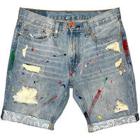 Denim Paint Splatter Lyfestyle Shorts