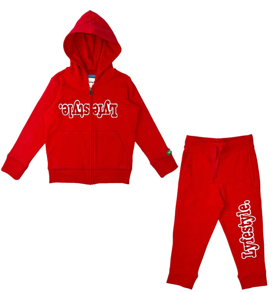Toddlers "Cherry Red" w/ White Lyfestyle Sweatsuit