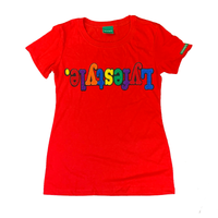 Womens Red Multicolor Lyfestyle Tee