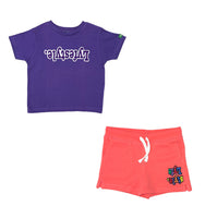 Toddlers Pink & Purple Lyfestyle Short Set