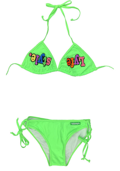 Neon Green Two-Piece Bathing Suit