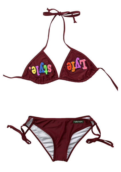 Burgundy Two-Piece Bathing Suit